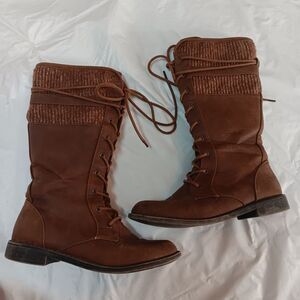 Shoe Dazzle Alexis Chestnut Lace-Up Boots Womens 7.5 Preowned